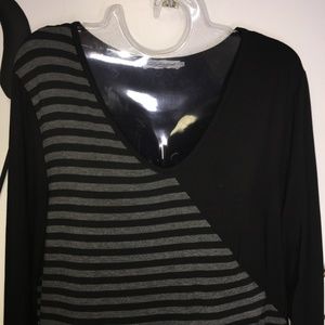 Dzhavael Black and Grey Asymmetric Tunic Mesh Hem